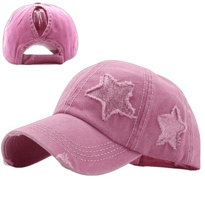 Mandotos star denim baseball cap featuring a classic design with a star detail on the front, casual style for everyday wear