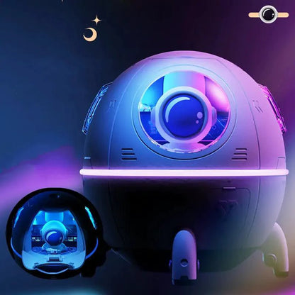 Mandotos Starlight Aroma Ultrasonic Diffuser with glowing LED lights and sleek white design for essential oil diffusion.