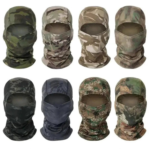 Mandotos Stealth Ops Camo Face Mask with camouflage print, designed for outdoor and tactical use.