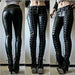Mandotos steampunk leather skinny pants featuring a fitted design and intricate steampunk-inspired detailing.