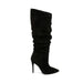 Mandotos stiletto heels with pleated design and high over-the-knee length, stylish footwear perfect for fashionable outfits.