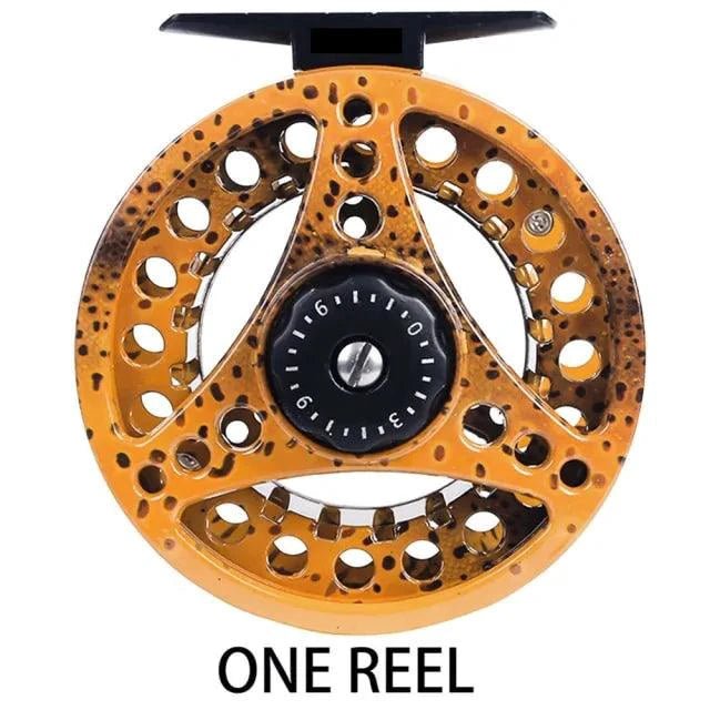 Mandotos Stream Master fishing reel with metal handle and spool, designed for smooth casting and durability in fishing gear.