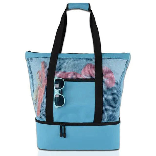 Mandotos Summer Beach Cooler Tote bag with insulated interior and sturdy handles, perfect for outdoor picnics and beach days.