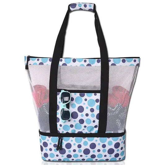 Mandotos Summer Beach Cooler Tote bag with insulated interior, lightweight design, and sturdy handles for outdoor picnics and beach days.