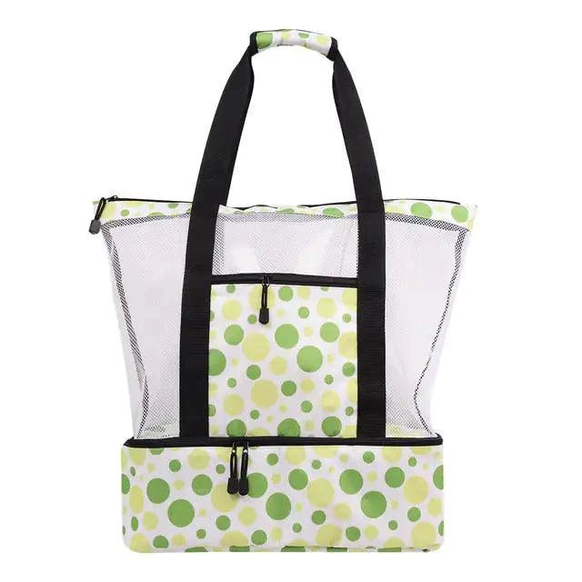 Mandotos summer beach cooler tote with insulated interior, durable handles, and colorful design for picnic and beach outings.