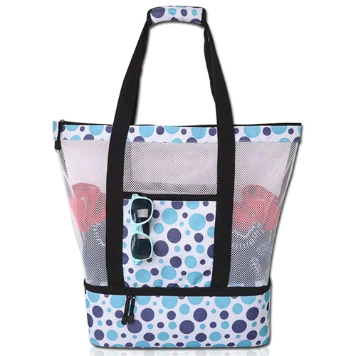 Mandotos summer beach cooler tote with insulated interior, carrying handles, perfect for picnics and outdoor outings.