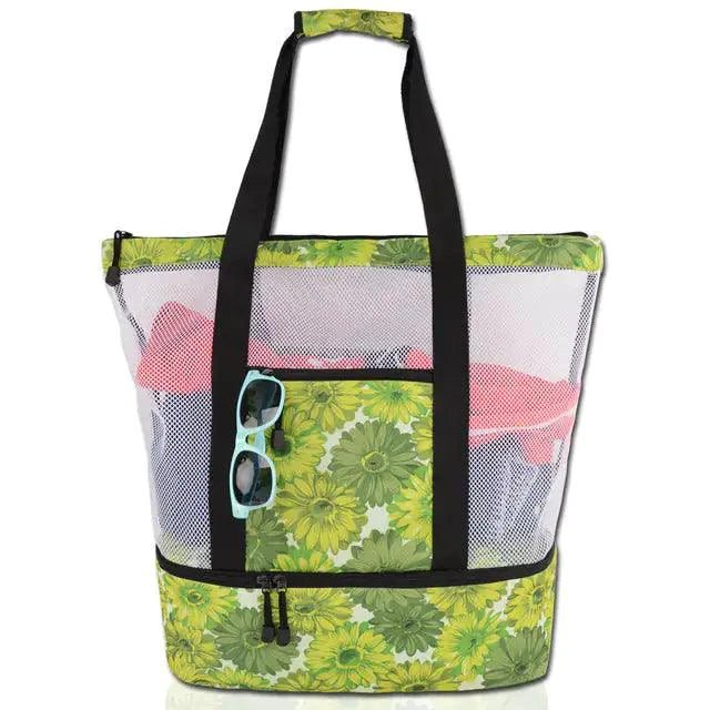 Mandotos summer beach cooler tote with insulated interior, durable fabric, and carrying handles for outdoor picnic and beach trips.