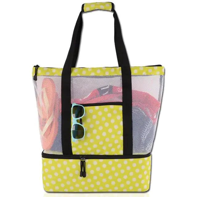 Mandotos summer beach cooler tote with insulated interior, lightweight design, and sturdy handles for easy carrying.