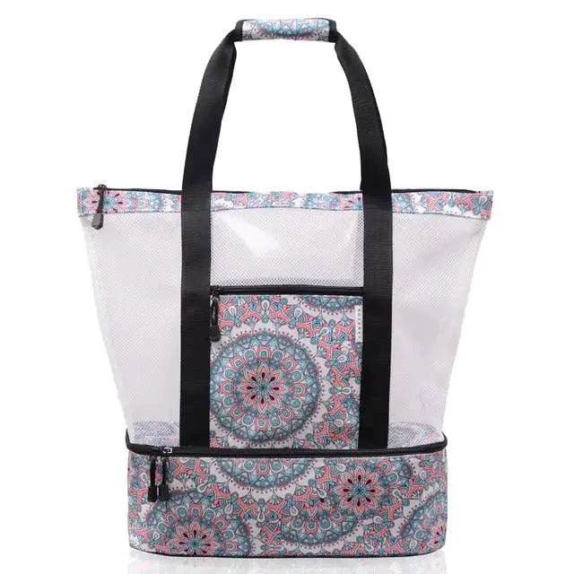Mandotos summer beach cooler tote with insulated interior, durable fabric, and sturdy handles for outdoor picnic and beach days.