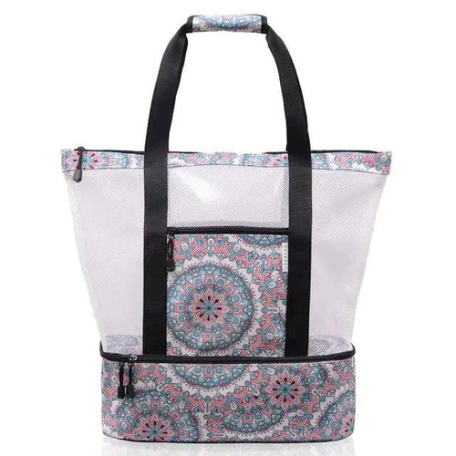 Mandotos summer beach cooler tote with insulated interior, durable fabric, and sturdy handles for outdoor picnic and beach days.