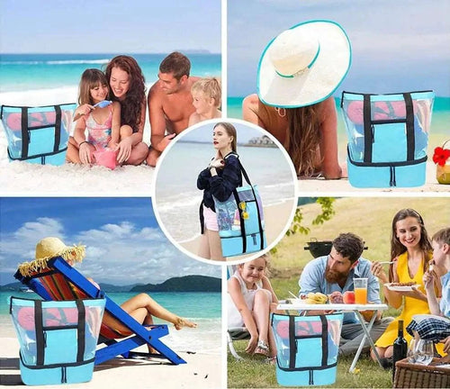 Mandotos summer beach cooler tote with insulated interior, sturdy handles, perfect for picnics and beach outings.