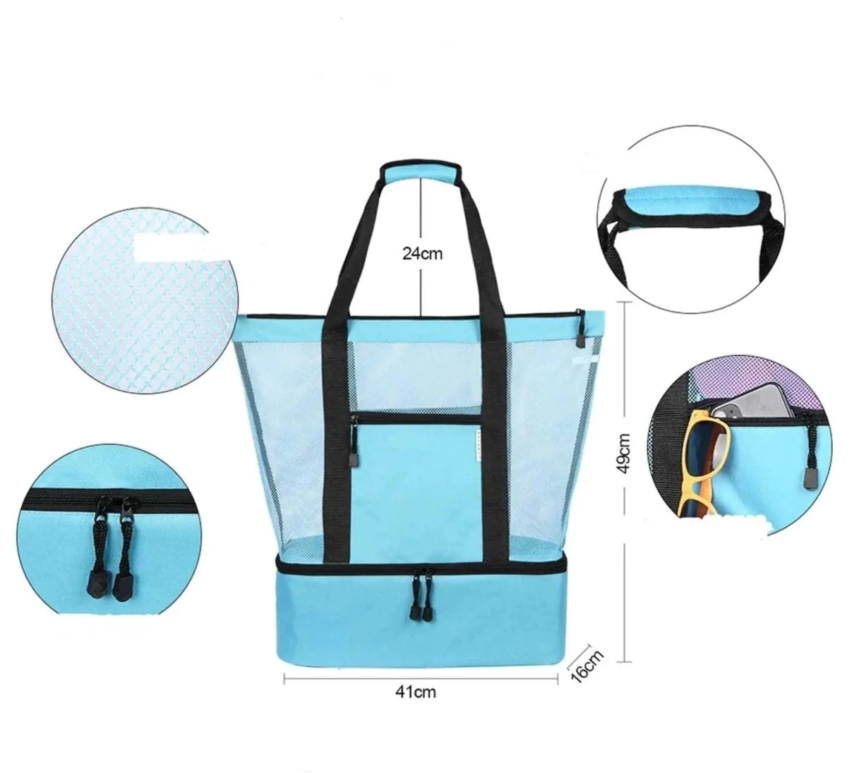 Mandotos summer beach cooler tote with insulated interior and sturdy handles for easy carrying and keeping items cold.