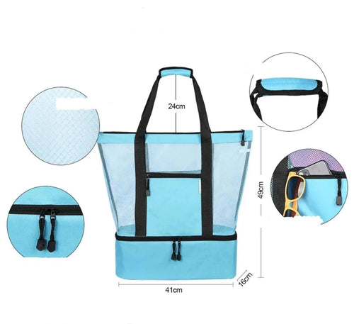 Mandotos summer beach cooler tote with insulated interior and sturdy handles for easy carrying and keeping items cold.