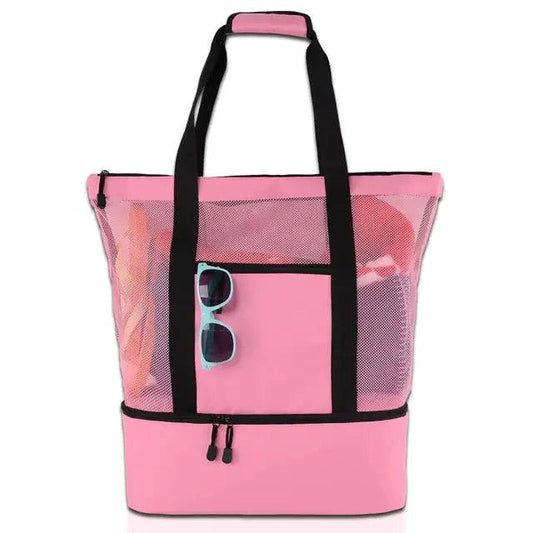 Mandotos Summer Beach Cooler Tote bag with insulated interior and adjustable shoulder strap for easy carrying