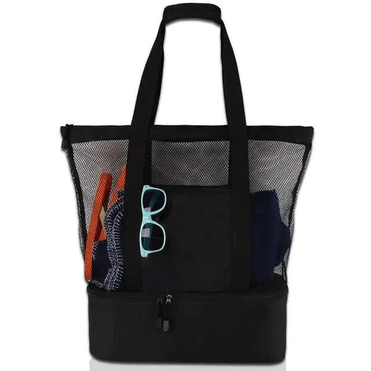 Mandotos Summer Beach Cooler Tote bag with insulated interior, durable fabric, and adjustable shoulder strap for outdoor use.