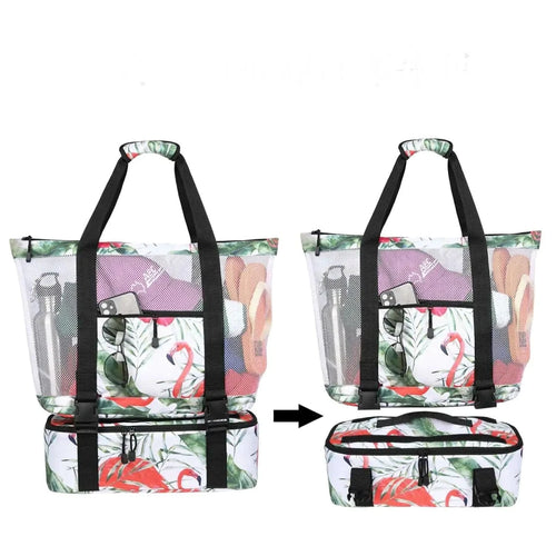 Mandotos summer beach cooler tote bag with insulated interior, durable handles, and stylish design for outdoor outings and picnics.