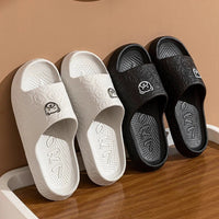 Mandotos men's summer slippers with printed little bear design, non-slip soft indoor sandals for bathroom and casual wear.