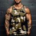 Mandotos men's summer camo print fitness tank top, sleeveless, breathable, soft gym sports vest tee for active wear.