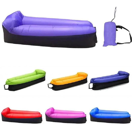 Mandotos SunScape inflatable lounger in vibrant colors, designed for outdoor relaxation and effortless comfort.