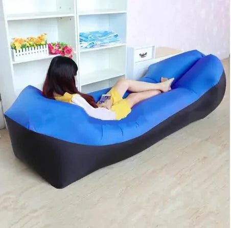 Mandotos SunScape inflatable lounger outdoors, showcasing its lightweight, portable design for effortless relaxation and comfort.