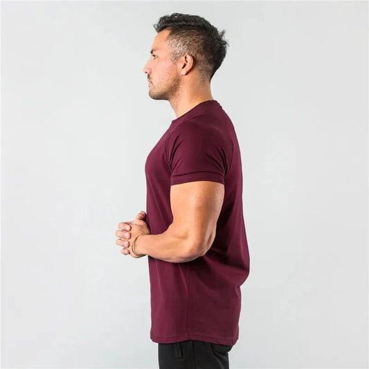 Mandotos men's casual short sleeve muscle fit T-shirt, ideal for gym, fitness, and streetwear, with slim fit summer style.