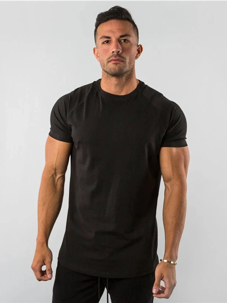 Mandotos men's casual short sleeve T-shirt featuring a slim fit design, ideal for gym, fitness, and streetwear summer outfits.