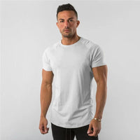 Mandotos men's casual short sleeve T-shirt featuring a slim fit, muscle design, suitable for gym, fitness, and streetwear styles.