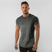 Mandotos men's casual short-sleeve T-shirt featuring a slim fit design, ideal for gym, bodybuilding, and streetwear summer outfits.