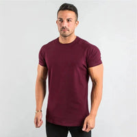 Mandotos men's casual short sleeve T-shirt with muscle fit design, ideal for gym, fitness, and streetwear, in a slim fit summer style.
