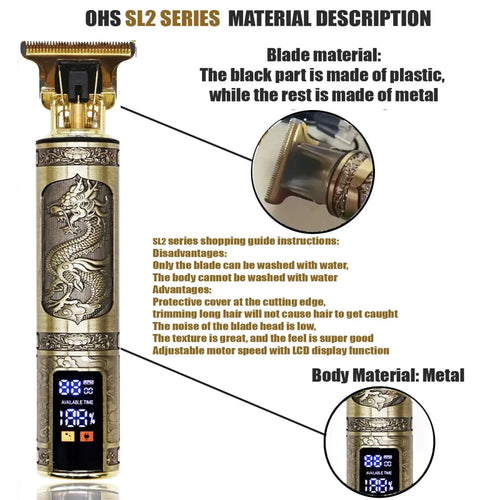 Mandotos T9 electric hair clipper with repair beard shaver and body trimmer, featuring 0mm blade for men's haircut and grooming.