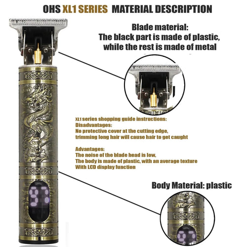 Mandotos T9 electric hair clipper with repair feature, beard shaver, body hair trimmer, and 0mm barber shaver for men.
