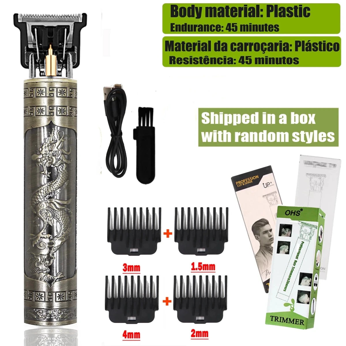 Mandotos T9 electric hair clipper with repair feature, beard and body trimmer, 0mm barber shaver for men grooming and haircuts.