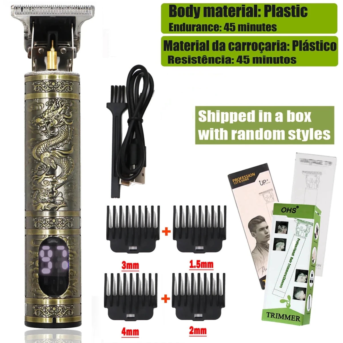 Mandotos T9 electric hair clipper with 0mm blade, beard and body trimmer for men's haircut, shaving, and grooming.