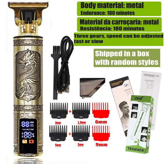 Mandotos T9 electric hair clipper with adjustable zero-gap blade for beard, body hair, and haircut trimming.