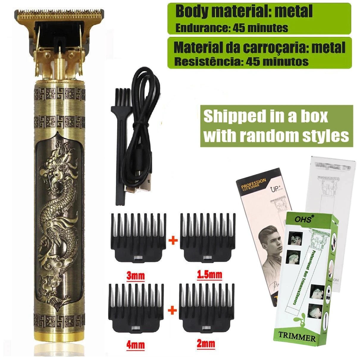 MANDOTOS T9 electric hair clipper and beard trimmer with 0mm blade, suitable for haircut, shaving, body hair grooming, and barber use.