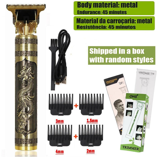 MANDOTOS T9 electric hair clipper and beard trimmer with 0mm blade, suitable for haircut, shaving, body hair grooming, and barber use.
