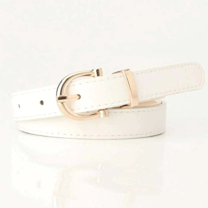 Mandotos Tally vegan leather belt with adjustable buckle and sleek black design, perfect for casual or formal wear.