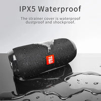 Mandotos TG117 Bluetooth portable waterproof TWS outdoor speaker shown with rugged design and compact size.