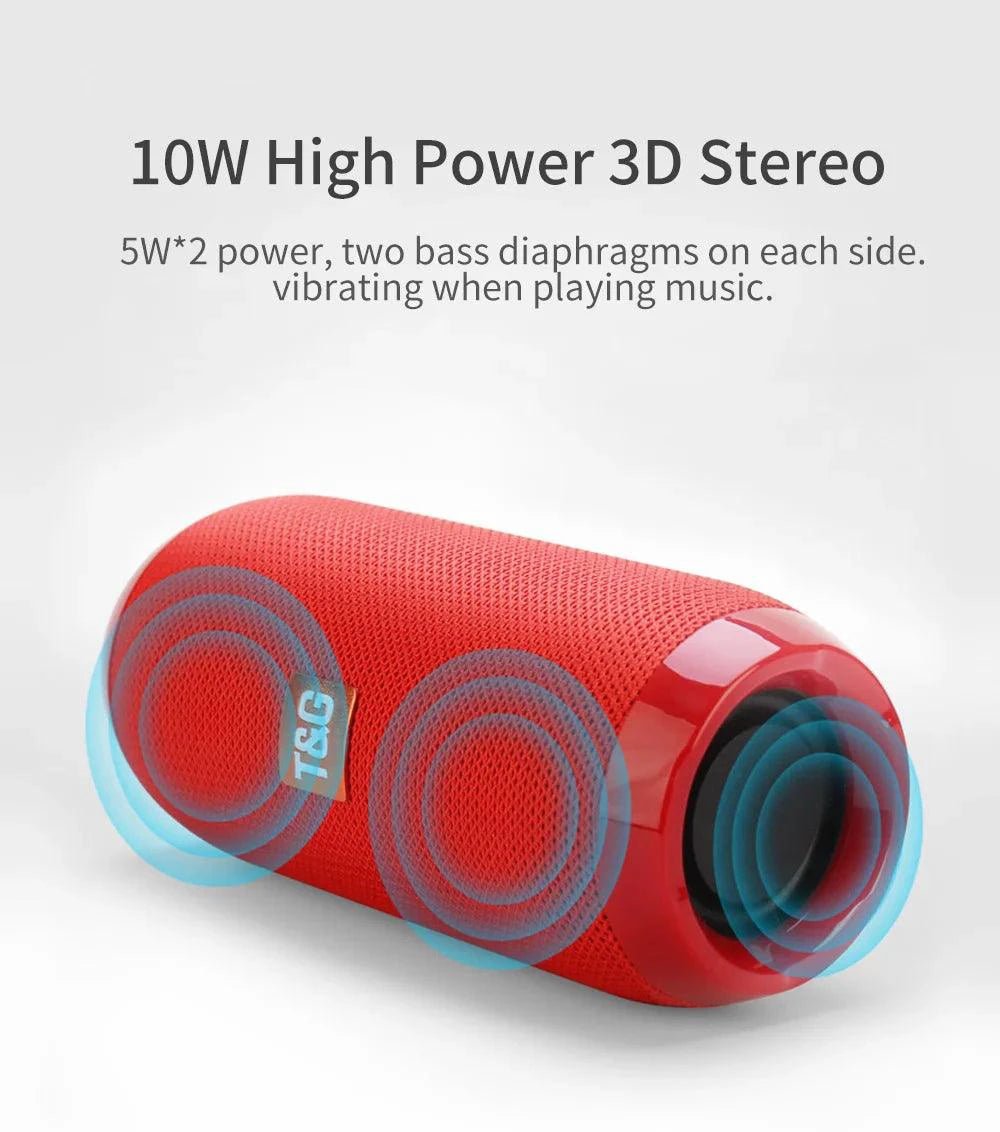 Mandotos TG117 Bluetooth portable waterproof TWS outdoor speaker with rugged design and built-in controls.