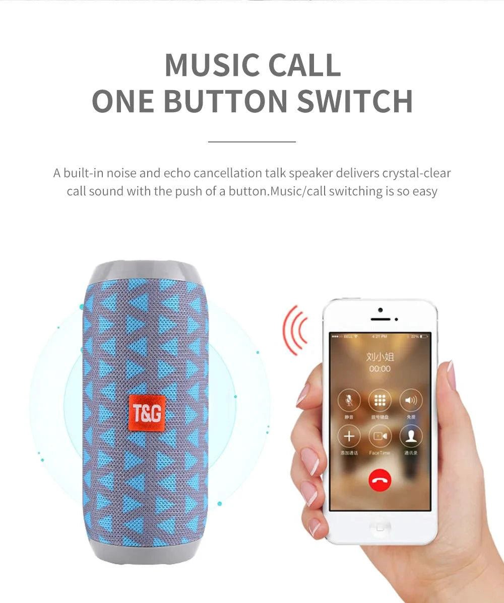 Mandotos TG117 Bluetooth portable waterproof TWS outdoor speaker with rugged design and built-in controls.