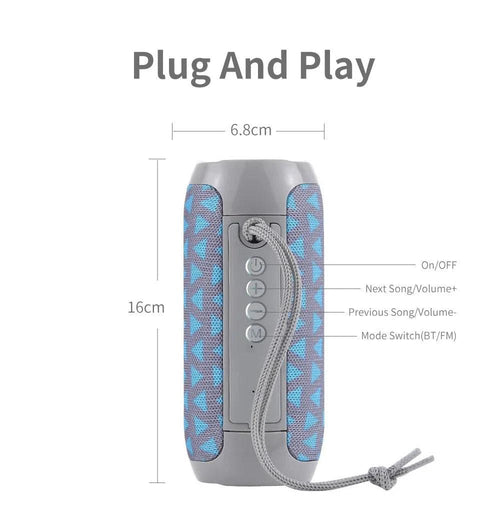 Mandotos TG117 Bluetooth speaker, portable waterproof TWS outdoor speaker with rugged design and built-in controls.