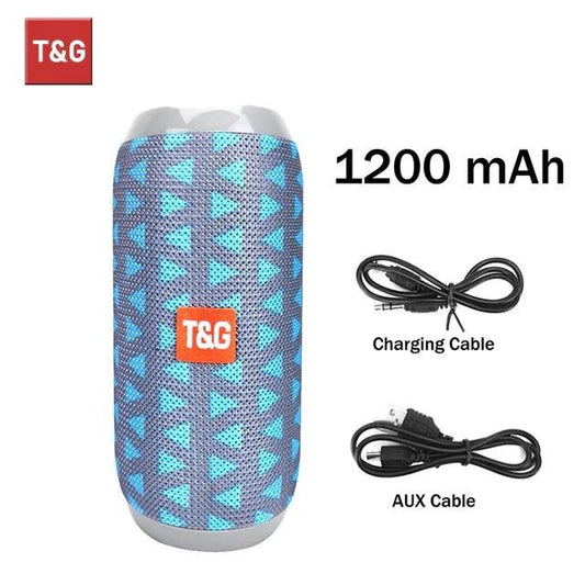 Mandotos TG117 Bluetooth portable waterproof outdoor speaker with TWS stereo sound, compact design, and durable construction.