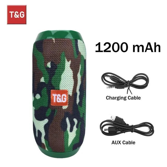 Mandotos TG117 Bluetooth portable waterproof TWS outdoor speaker, compact design with buttons and waterproof casing visible.