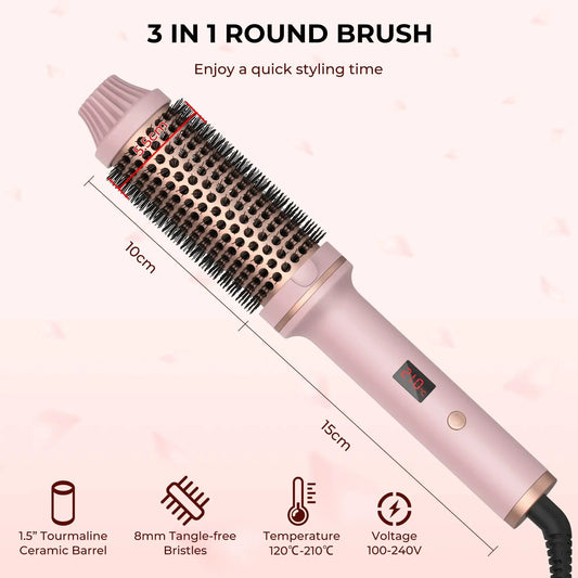 Mandotos Thermal Curl Styler Brush with heated barrel for creating voluminous curls and waves in hair.