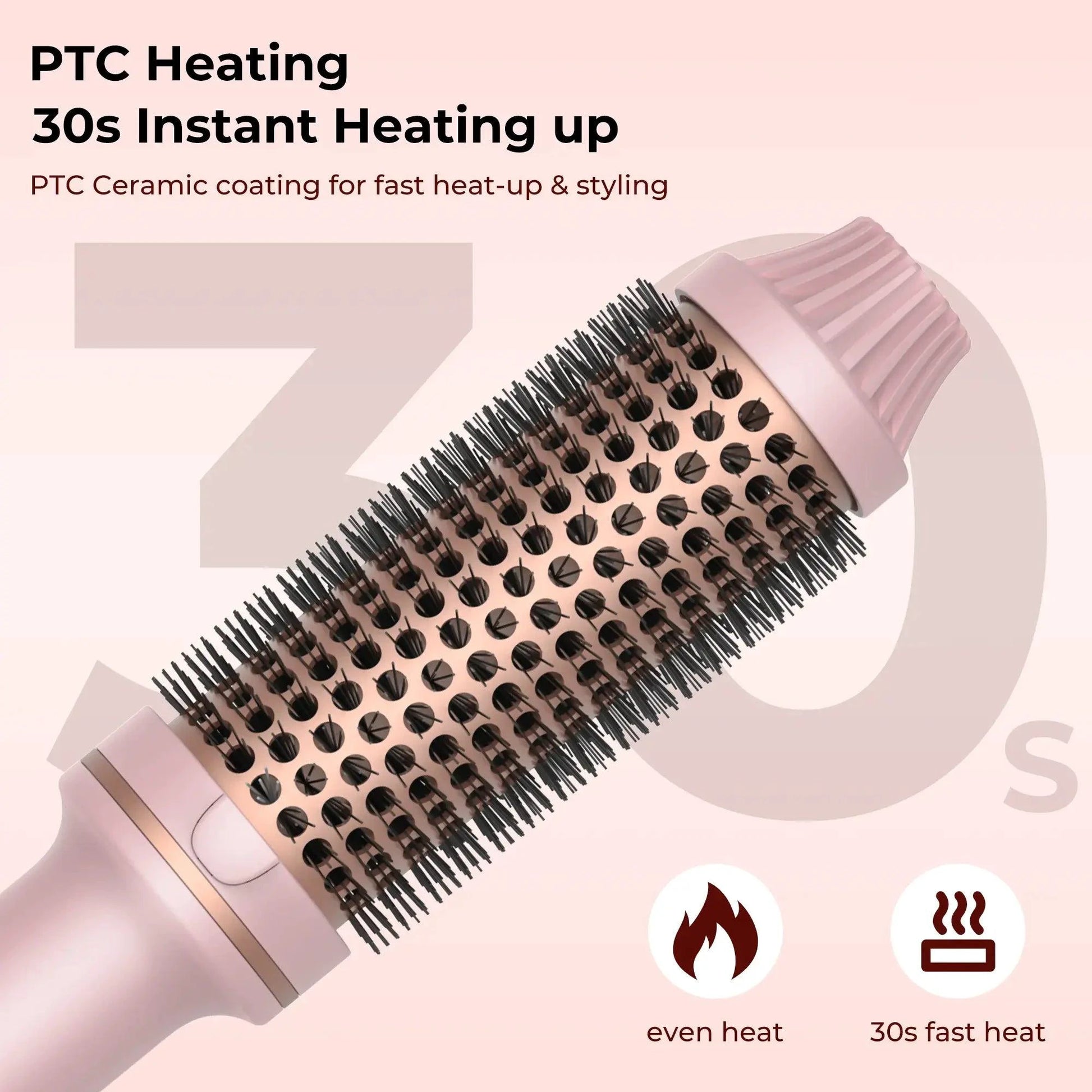 Mandotos Thermal Curl Styler Brush with heat settings and bristles for creating defined curls and waves in hair.