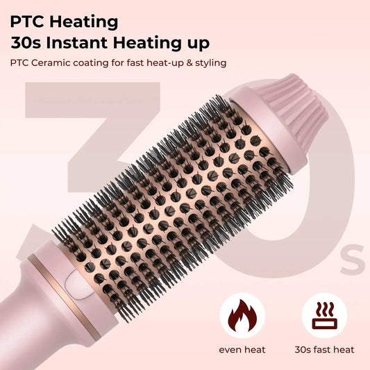 Mandotos Thermal Curl Styler Brush with heat settings and bristles for creating defined curls and waves in hair.