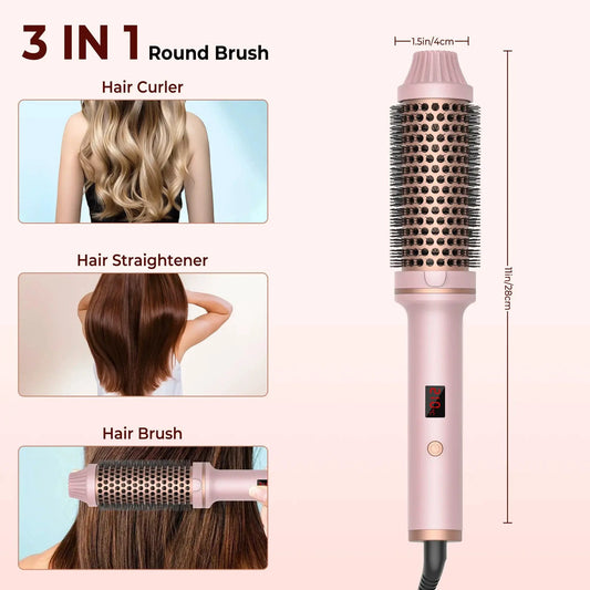Mandotos Thermal Curl Styler Brush showing bristles and handle, designed for creating curly hairstyles with heat styling tools.