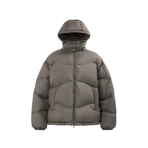 Mandotos thin, portable puff down jacket with hood in solid color, lightweight and insulated for cold weather.