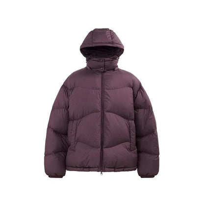 Mandotos thin and portable puff down jacket with solid color and hood, lightweight and warm for cold weather.