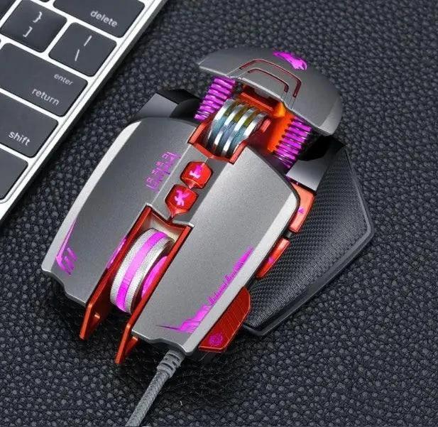 Mandotos Thunder Wolf V9 gaming mouse with ergonomic design and customizable buttons for gaming performance.
